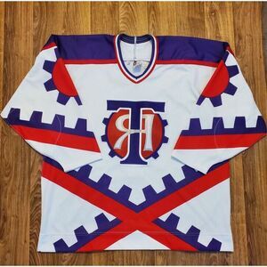 Vintage 90s Hockey Jersey Men 54 Lokomotiv Torpedo Yaroslavl Russian Bauer NHL95